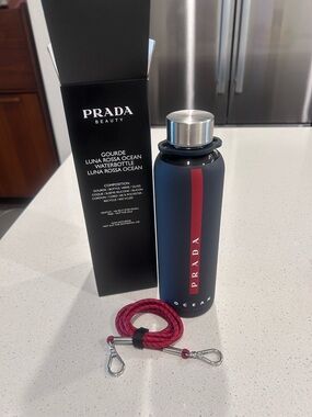 Prada Matte Navy Glass Water Bottle